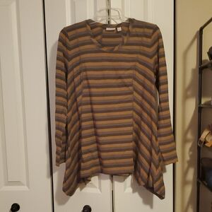 LOGO by Lori Goldstein Brown and Gray Asymmetrical Tunic